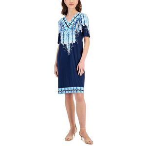 JM Collection Petite Medallion Marvel Dress, Intrepid Blue, PS
